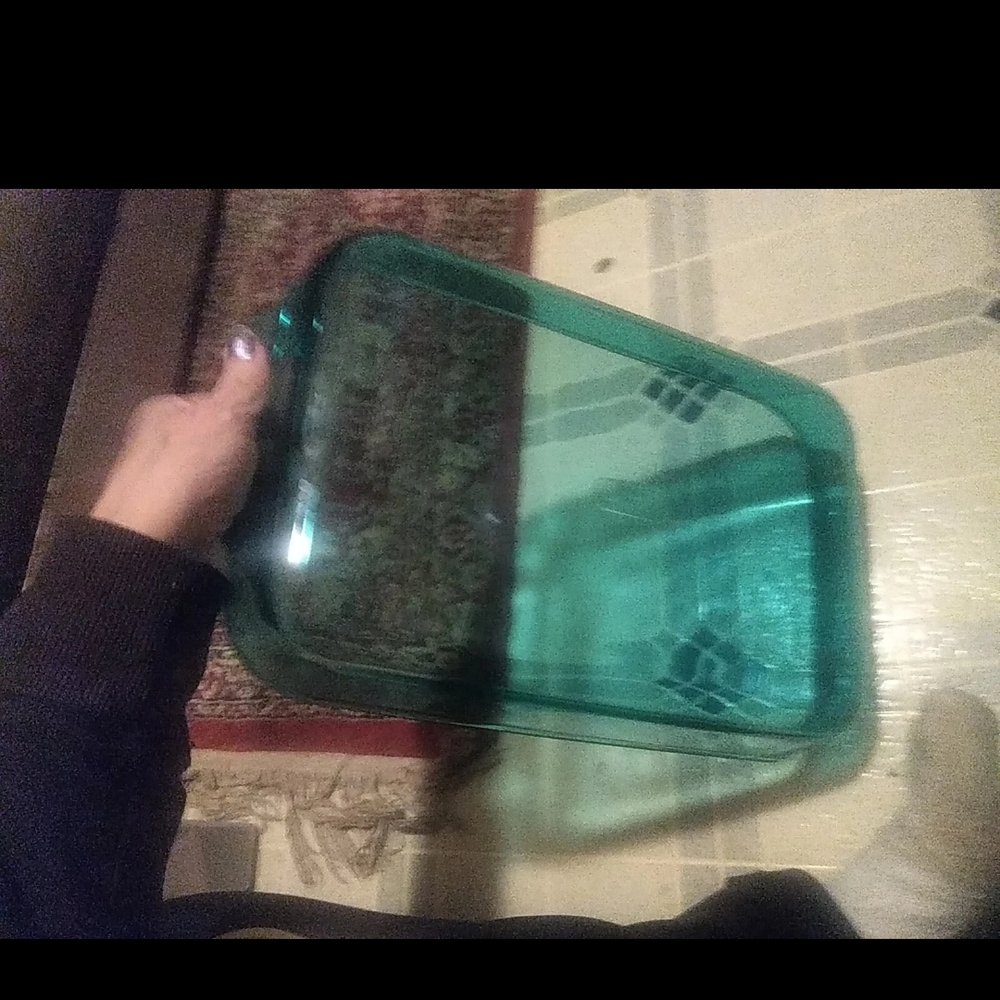 Peacock Green Pyrex Rare Retangle Baking Dish And Lid.  Vintage